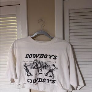 Brandy Melville White Short Sleeve Tee Cowboys Graphic
